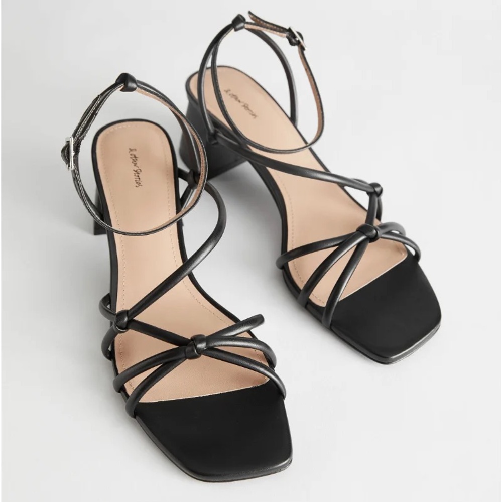 & Other Stories Strappy Block Heel Sandals - Black, Size 11